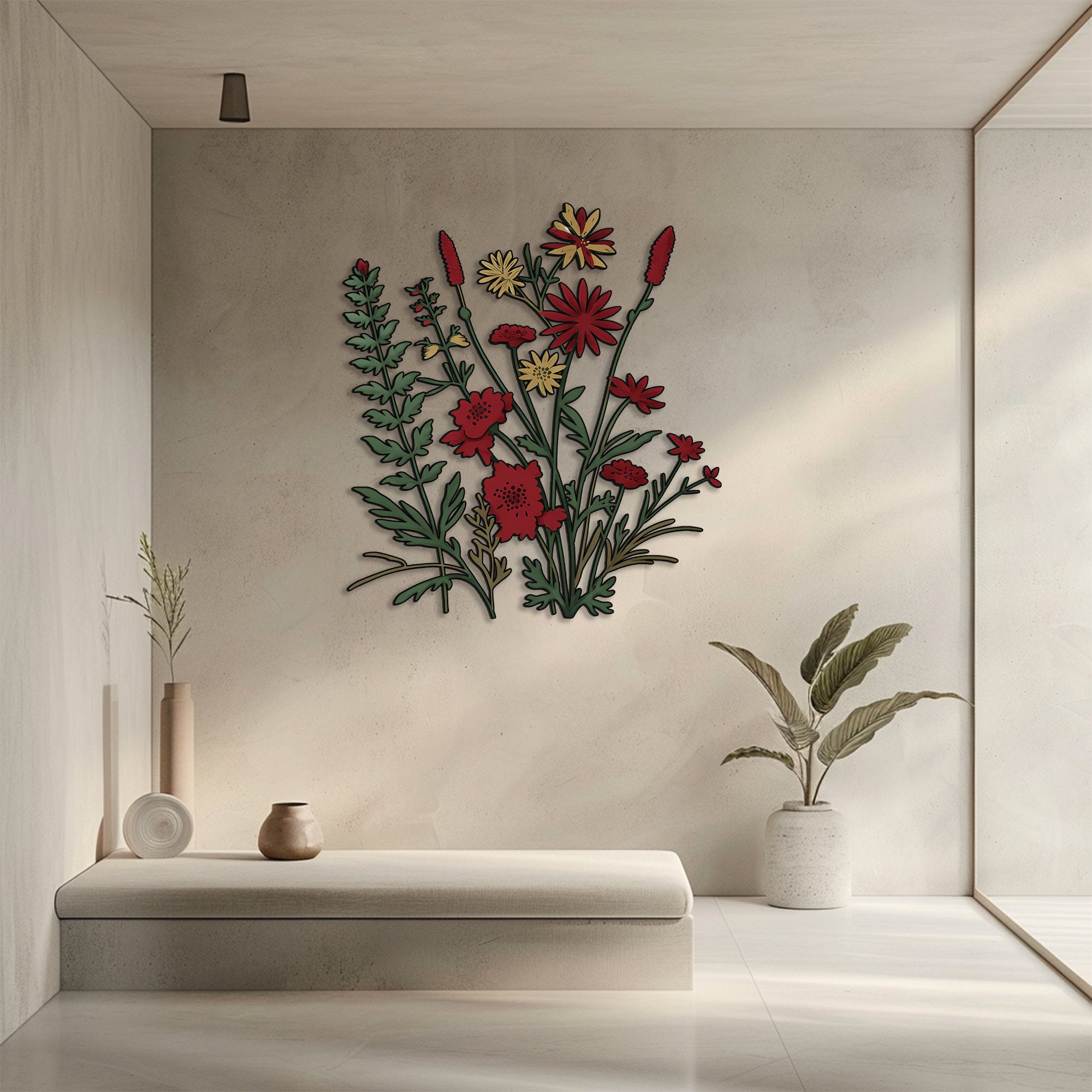 Wildflower Metal Wall Art – UV Printed Aluminum Botanical Floral Decor Indoor Outdoor