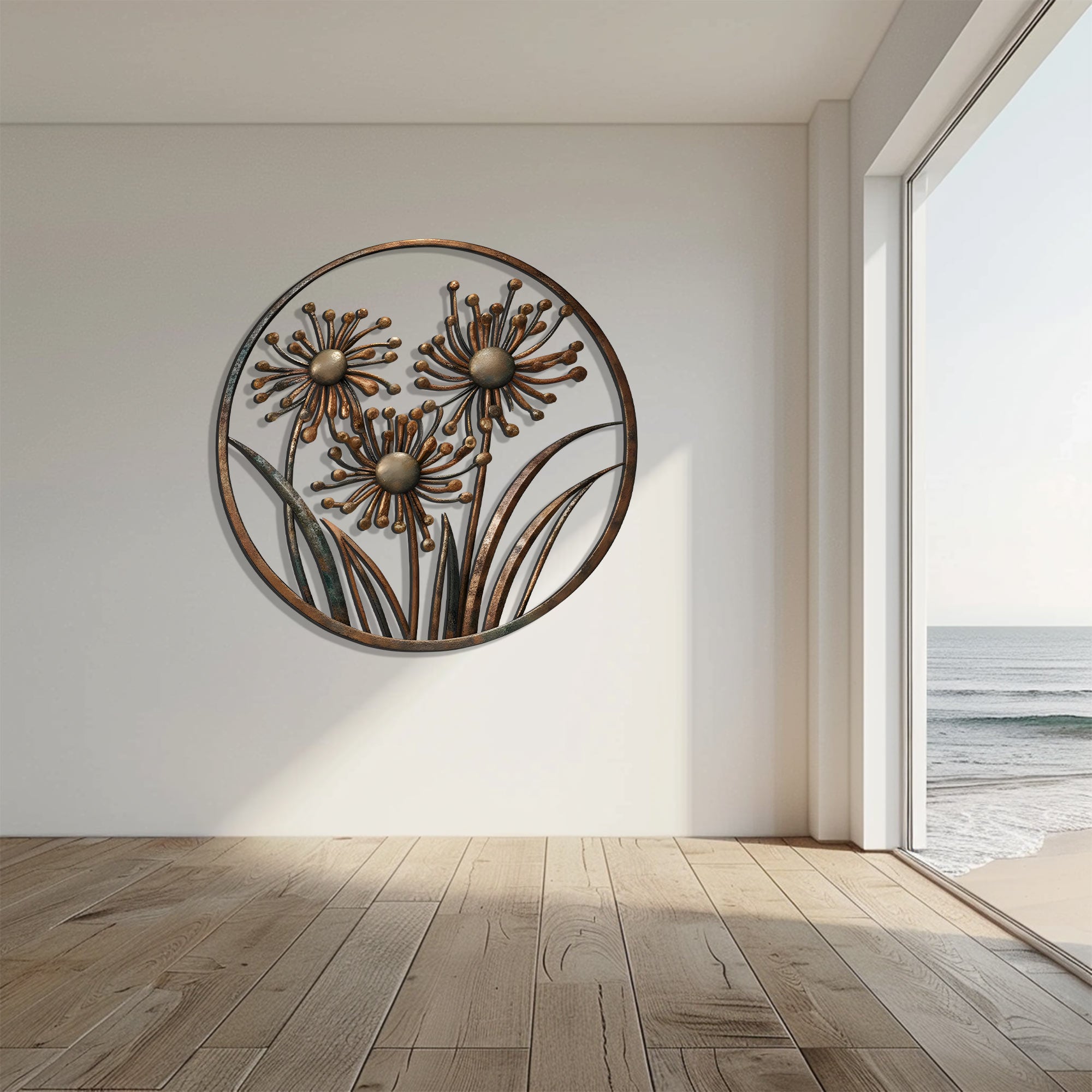 Minimal Metal Flower Wall Art – Modern Floral Decor Wall Art Indoor Outdoor