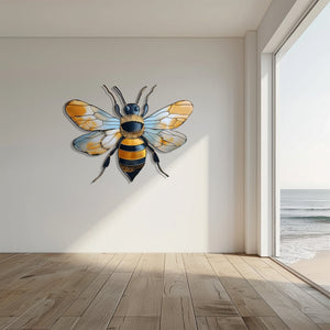 Bee Metal Wall Art Gold Honey Bee Decor – Rustic Garden Wall Hanging Farmhouse Insect Wall Art Nature Home Decor