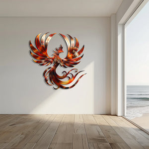 Phoenix Metal Wall Art Fire Bird Decor Mythical Home Accent