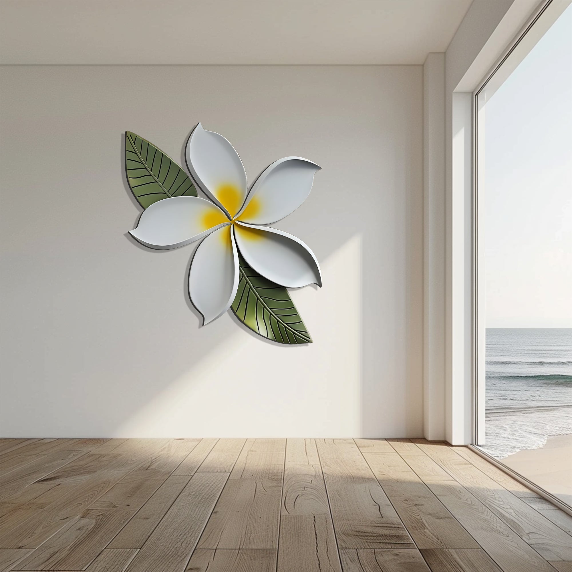 Plumeria Flower Wall Art – Tropical Minimal Metal Decor