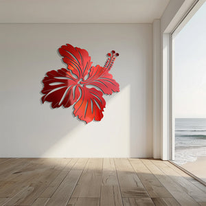 Hibiscus Flower Wall Art – Tropical Coastal Metal Decor