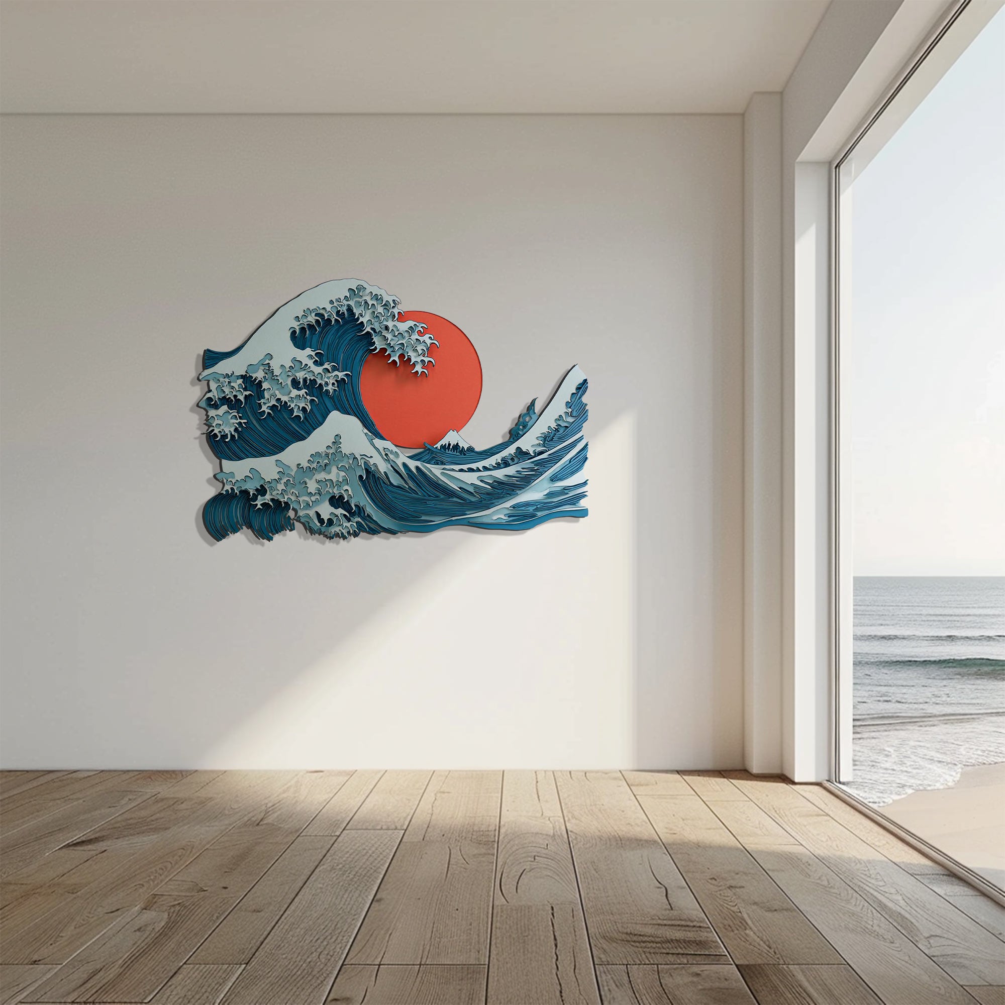 Japanese Wave Wall Art – Zen Ocean Metal Decor