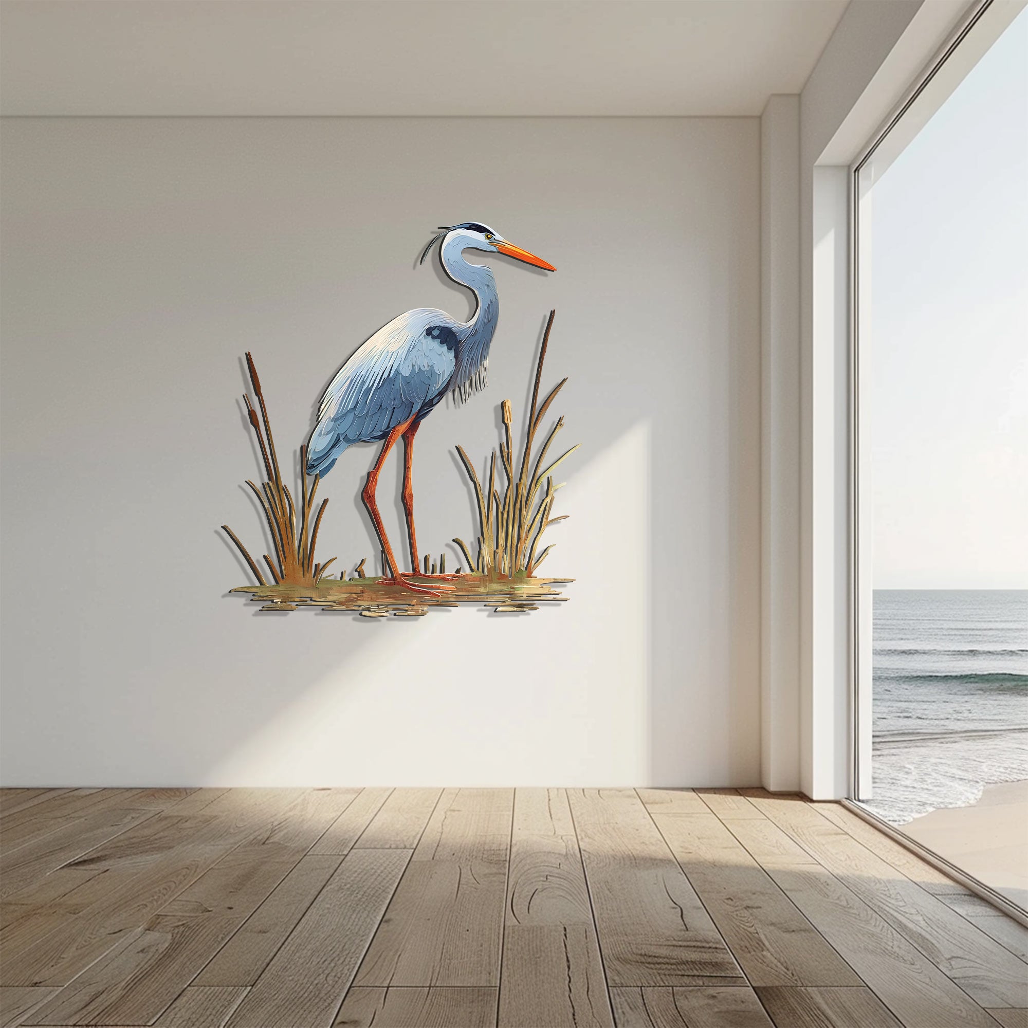 Heron Wall Art – Nature-Inspired Bird Metal Decor