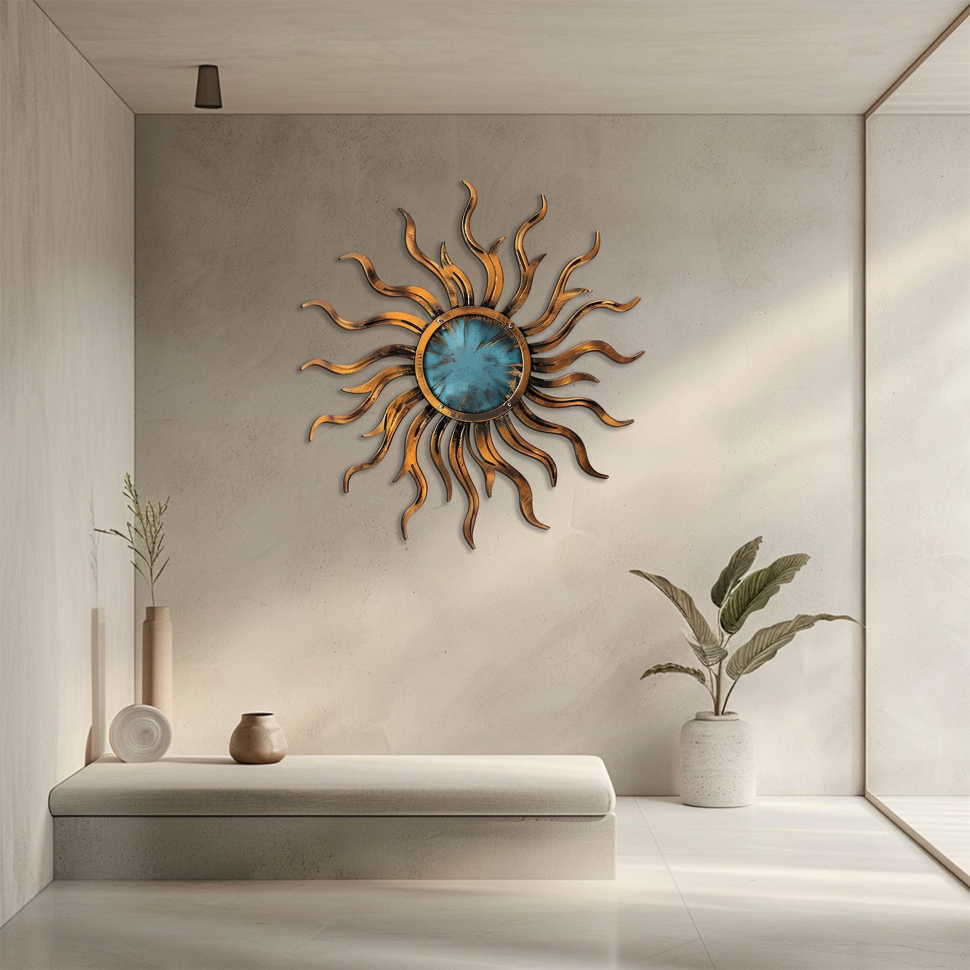 Rustic Sun Metal Wall – UV Printed Aluminum Decor Custom Coastal Indoor Outdoor