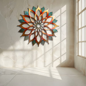 Mandala Sun Metal Wall Art – UV Printed Aluminum Boho Decor Funky Indoor Outdoor