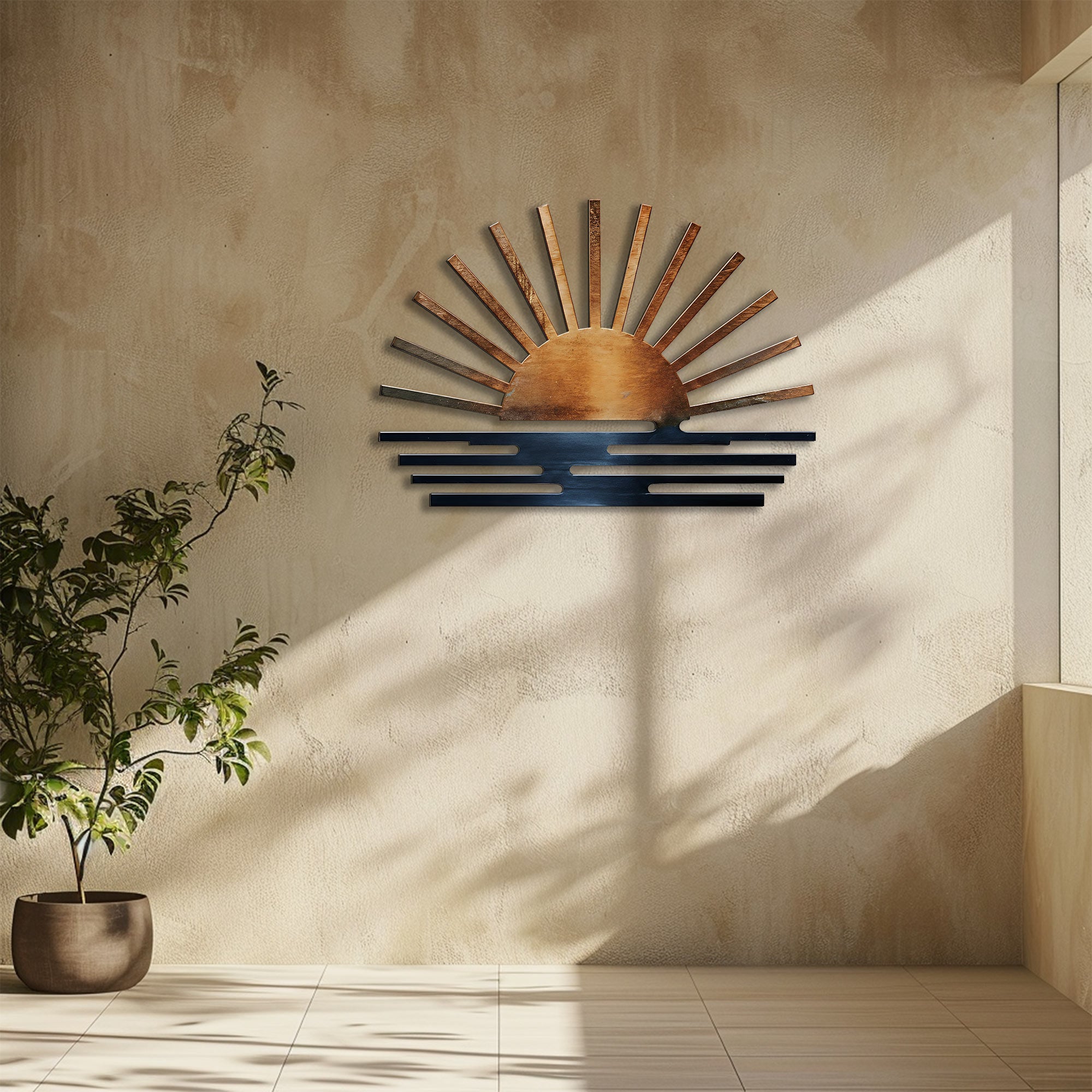 Sunburst Sunrise Sunset Metal Wall – UV Printed Decor Custom Coastal Indoor Outdoor
