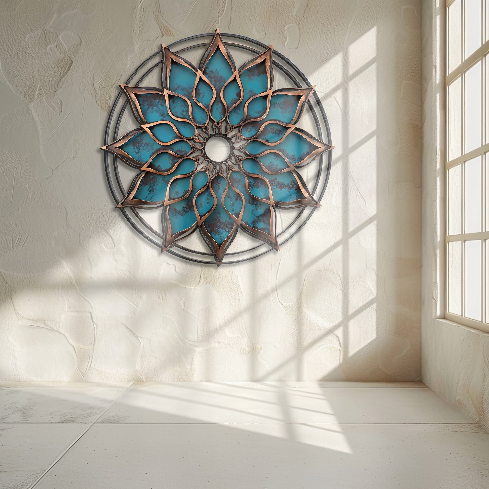 Mandala Sun Metal Wall Art – UV Printed Aluminum Boho Decor Funky Indoor Outdoor V1