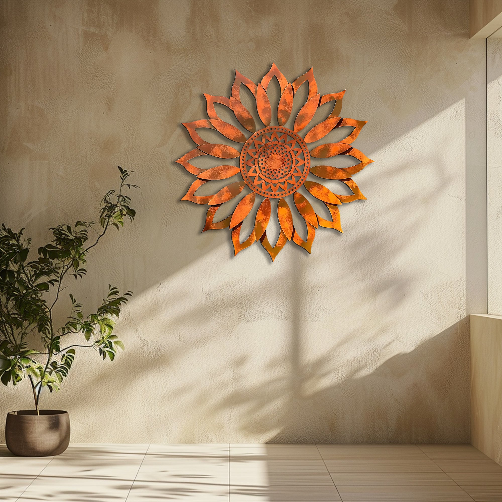 Sunflower Sunburst Metal Wall Art – UV Printed Aluminum Decor Rustic Indoor Outdoor