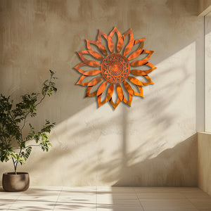 Sunflower Sunburst Metal Wall Art – UV Printed Aluminum Decor Rustic Indoor Outdoor