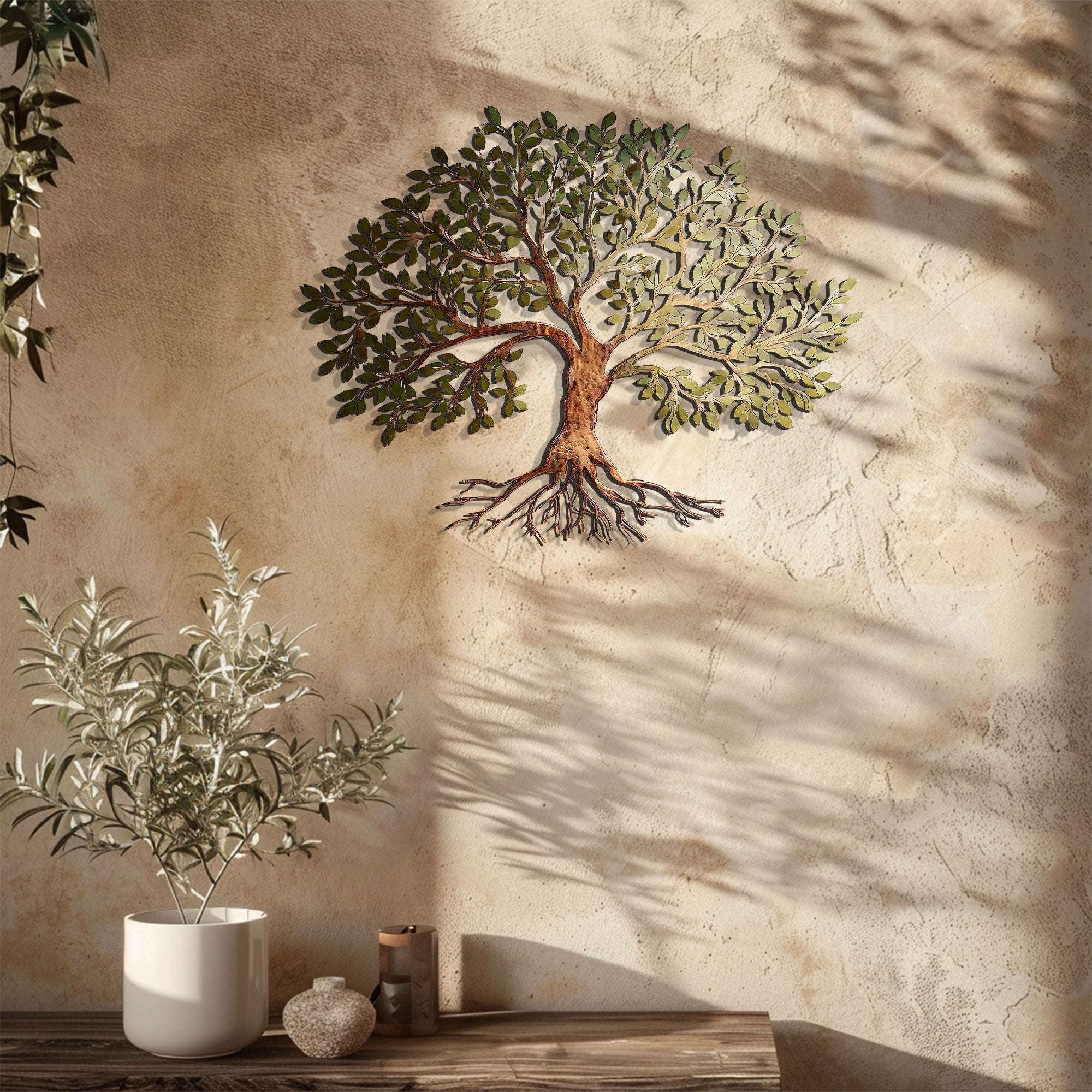 Rustic Olive Tree of Life Metal Wall Art – UV Printed Aluminum Decor Indoor Outdoor