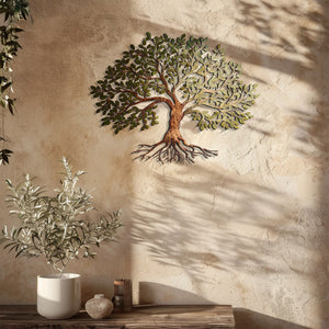 Rustic Olive Tree of Life Metal Wall Art – UV Printed Aluminum Decor Indoor Outdoor