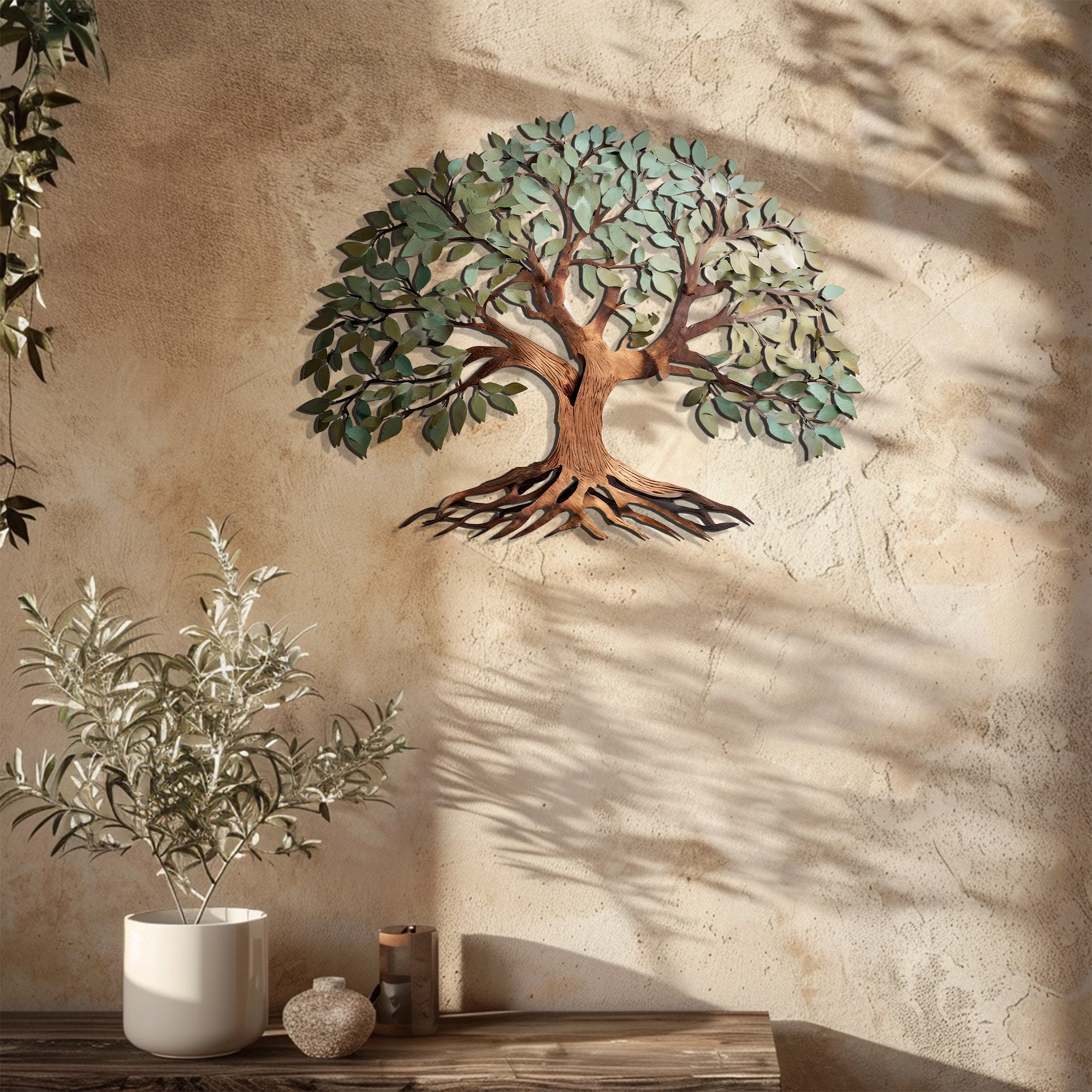 Green Tree of Life Metal Wall Art – UV Printed Aluminum Decor Nature Indoor Outdoor