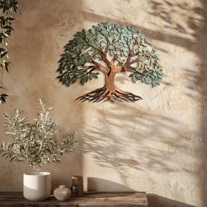 Green Tree of Life Metal Wall Art – UV Printed Aluminum Decor Nature Indoor Outdoor