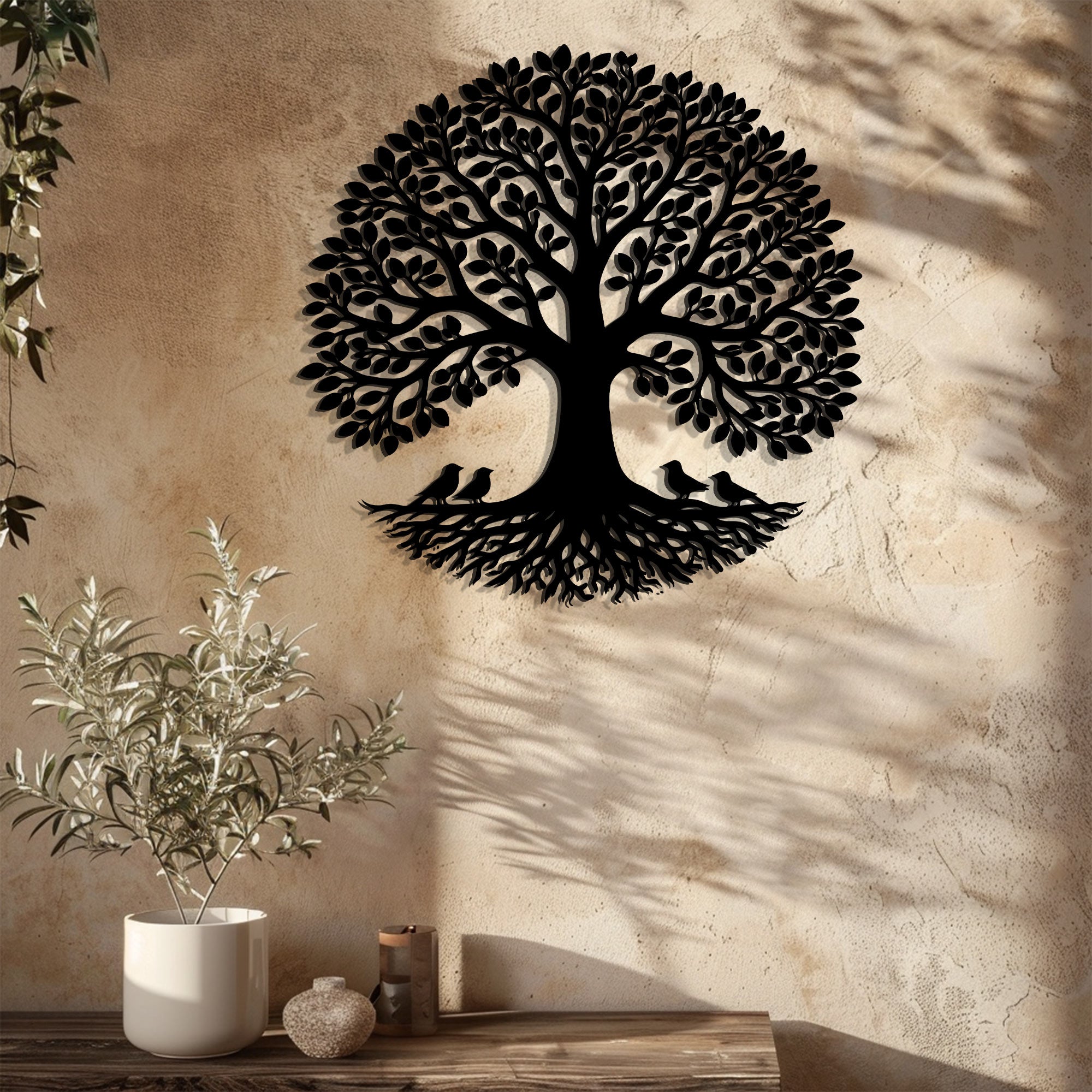 Bird Tree of Life Metal Wall Art – UV Printed Aluminum Decor Nature Indoor Outdoor