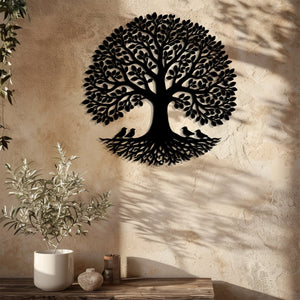 Bird Tree of Life Metal Wall Art – UV Printed Aluminum Decor Nature Indoor Outdoor