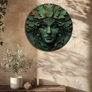 Green Woman Metal Wall Art – UV Printed Goddess Nature Decor Indoor Outdoor