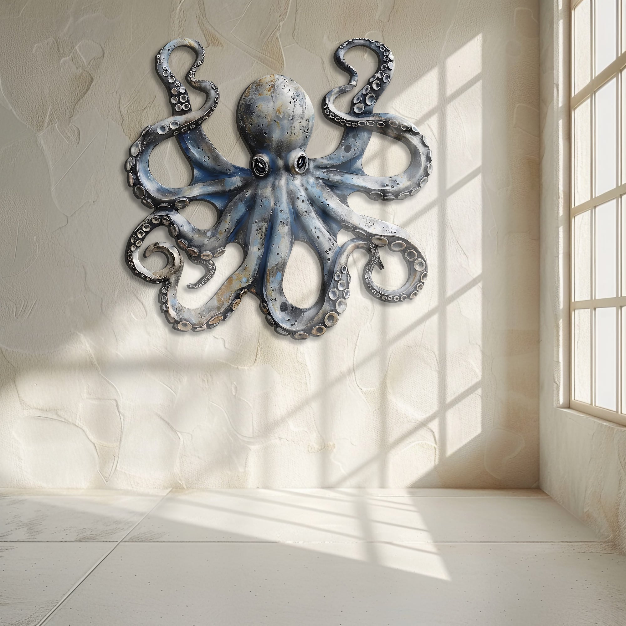 Kraken Octopus Metal Wall Art – UV Printed Aluminum Nautical Decor Ocean Indoor Outdoor