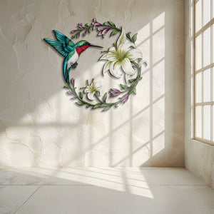Hummingbird Floral Metal Wall Art – UV Printed Aluminum Nature Decor Garden Indoor Outdoor