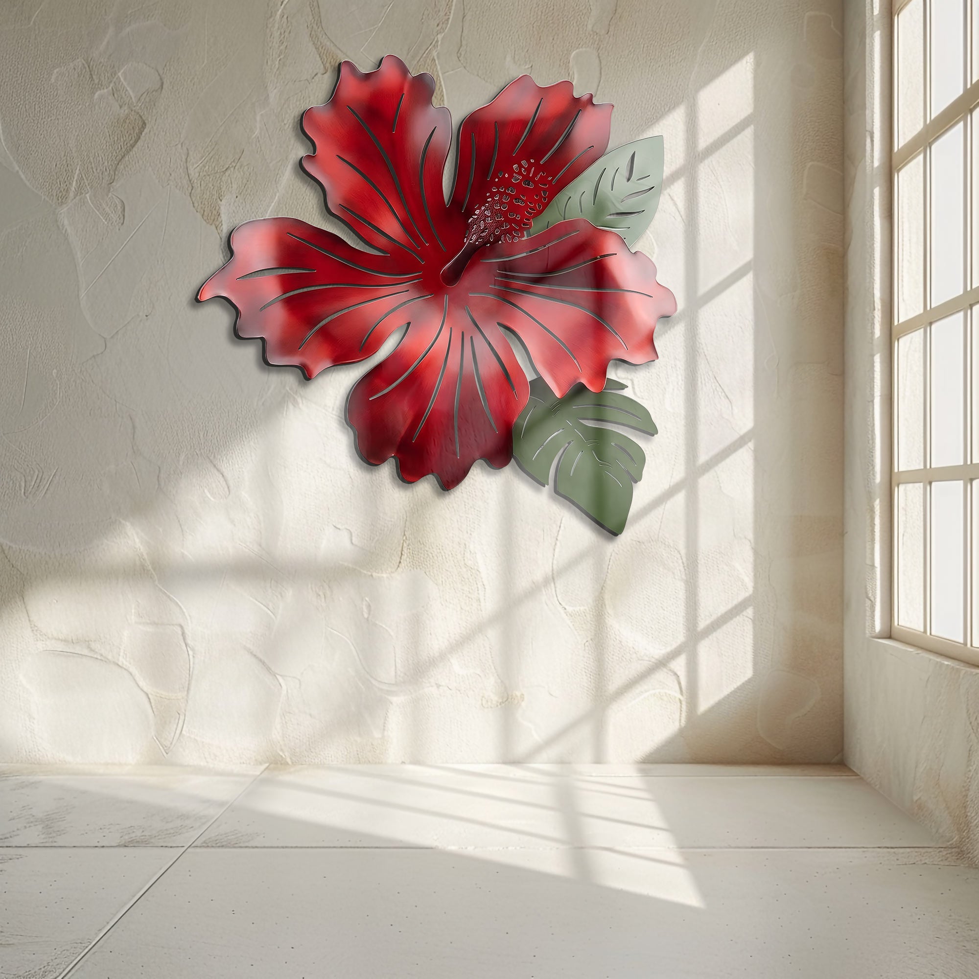 Hibiscus Flower Metal Wall Art – UV Printed Aluminum Tropical Decor Coastal Indoor Outdoor