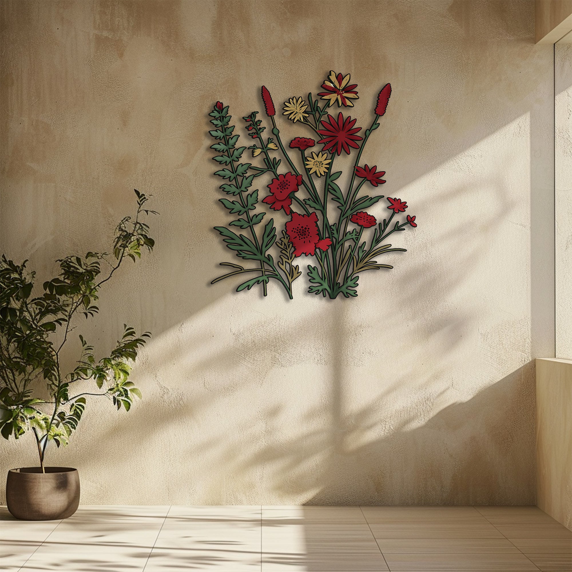 Wildflower Metal Wall Art – UV Printed Aluminum Botanical Floral Decor Indoor Outdoor