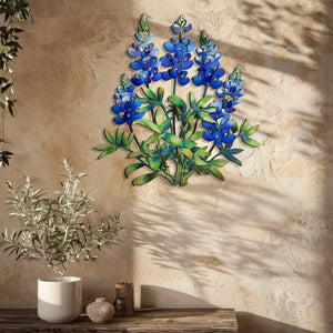 Texas Bluebonnet Metal Wall Art – Wildflower Decor Rustic Outdoor Indoor Garden