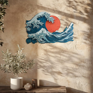 Japanese Wave Wall Art – Zen Ocean Metal Decor