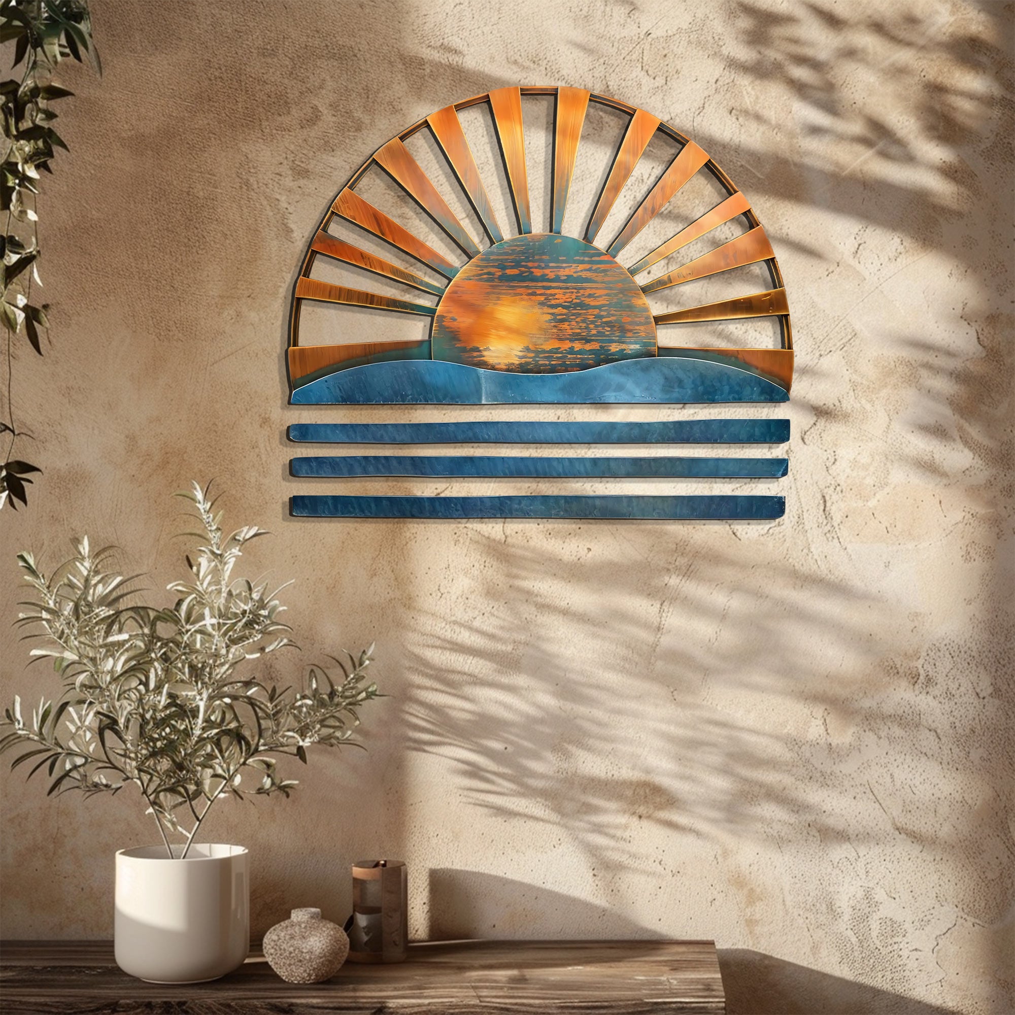 Sunrise Ocean Metal Wall Art – UV Printed Coastal Decor Beach Indoor Outdoor