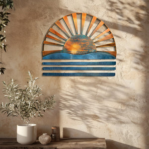 Sunrise Ocean Metal Wall Art – UV Printed Coastal Decor Beach Indoor Outdoor