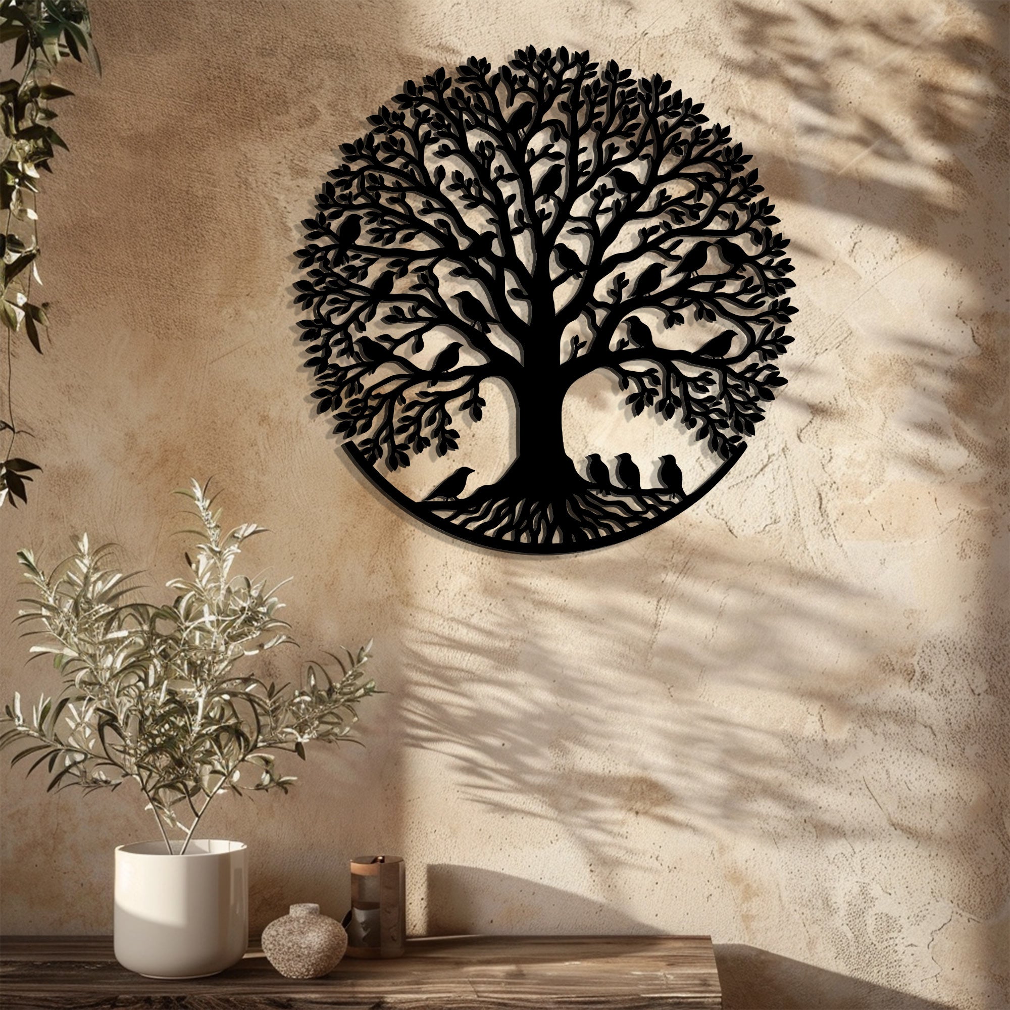 Bird Tree of Life Metal Wall Art – UV Printed Decor Nature Indoor Outdoor