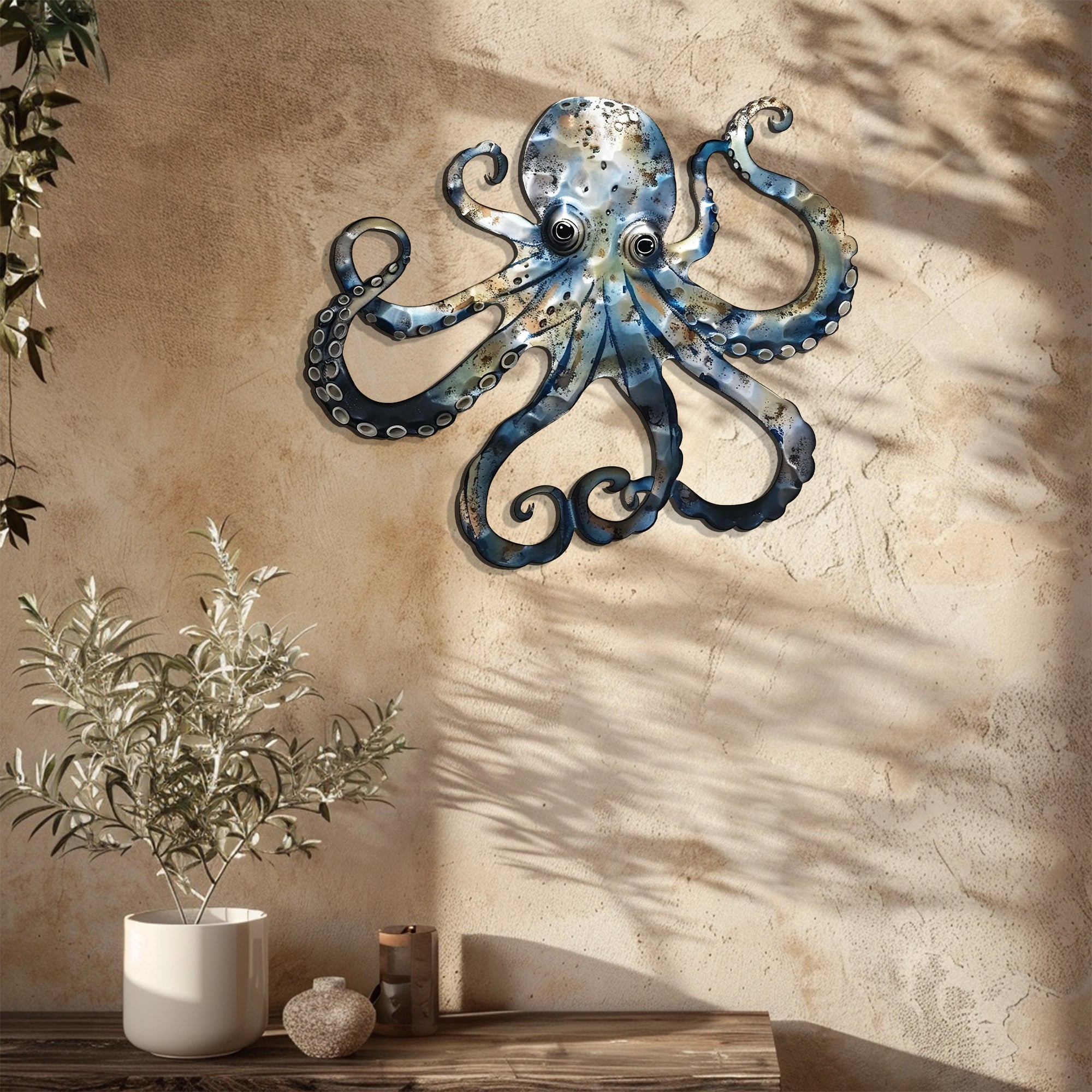 Octopus Kraken Metal Wall Art – UV Printed Nautical Decor Ocean Indoor Outdoor