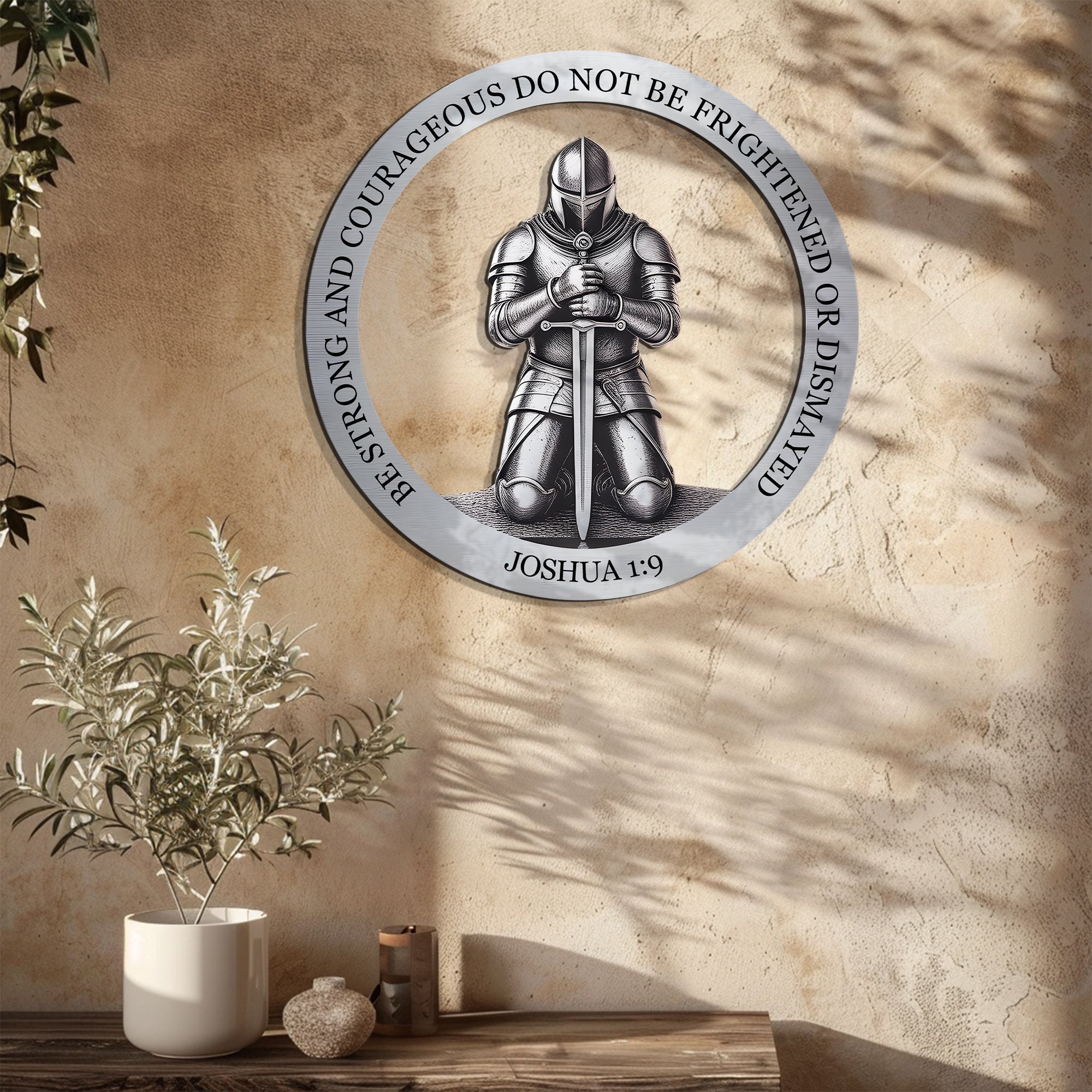Christian Wall Art – Joshua 1:9 Knight Faith Decor V1