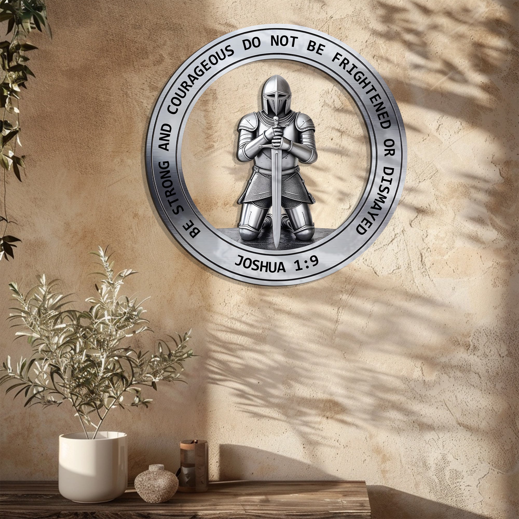 Christian Wall Art – Joshua 1:9 Knight Faith Decor V2
