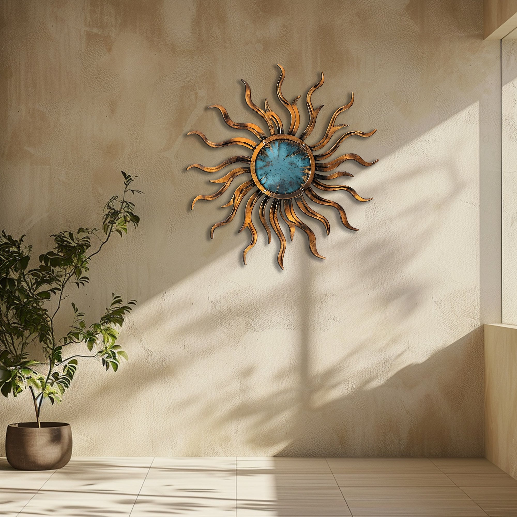 Rustic Sun Metal Wall – UV Printed Aluminum Decor Custom Coastal Indoor Outdoor