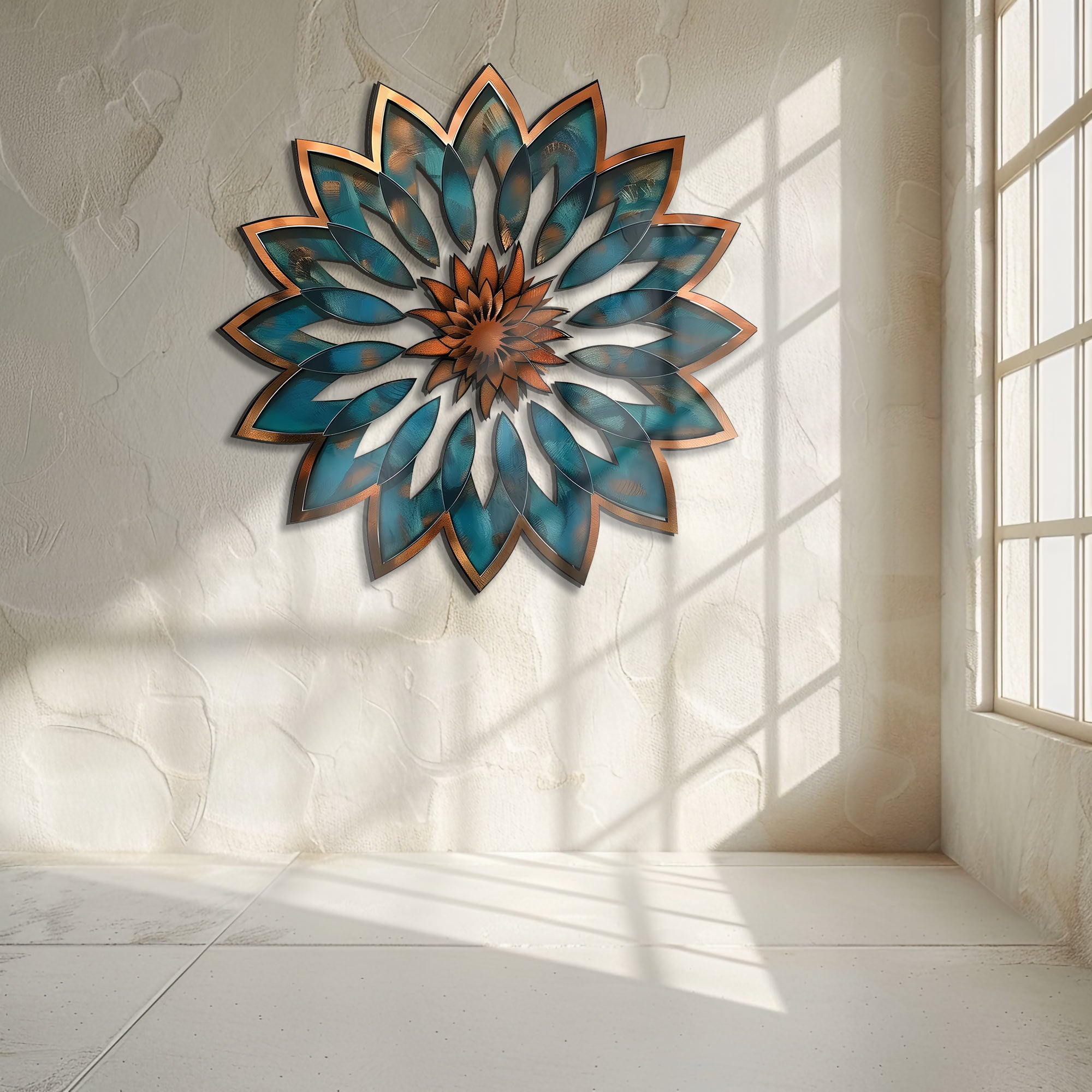 Mandala Blue Sun Metal Wall Art – Boho Sun Wall Hanging Mandala Wall Art Home Decor