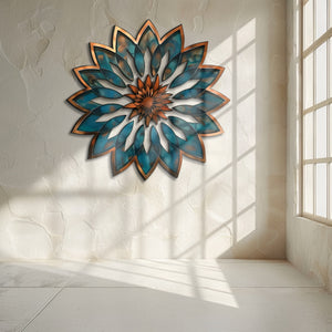 Mandala Blue Sun Metal Wall Art – Boho Sun Wall Hanging Mandala Wall Art Home Decor