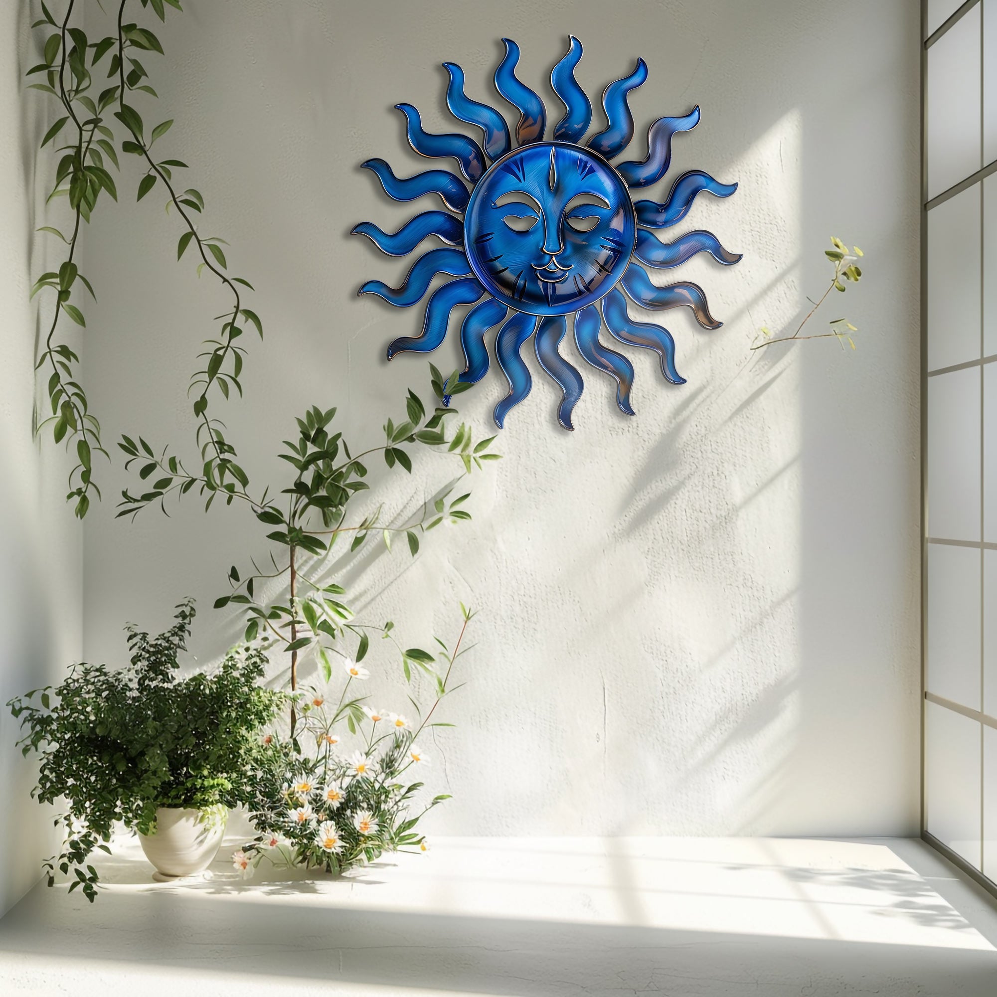 Blue Sun Metal Wall Art – UV Printed Aluminum Decor Custom Coastal Indoor Outdoor