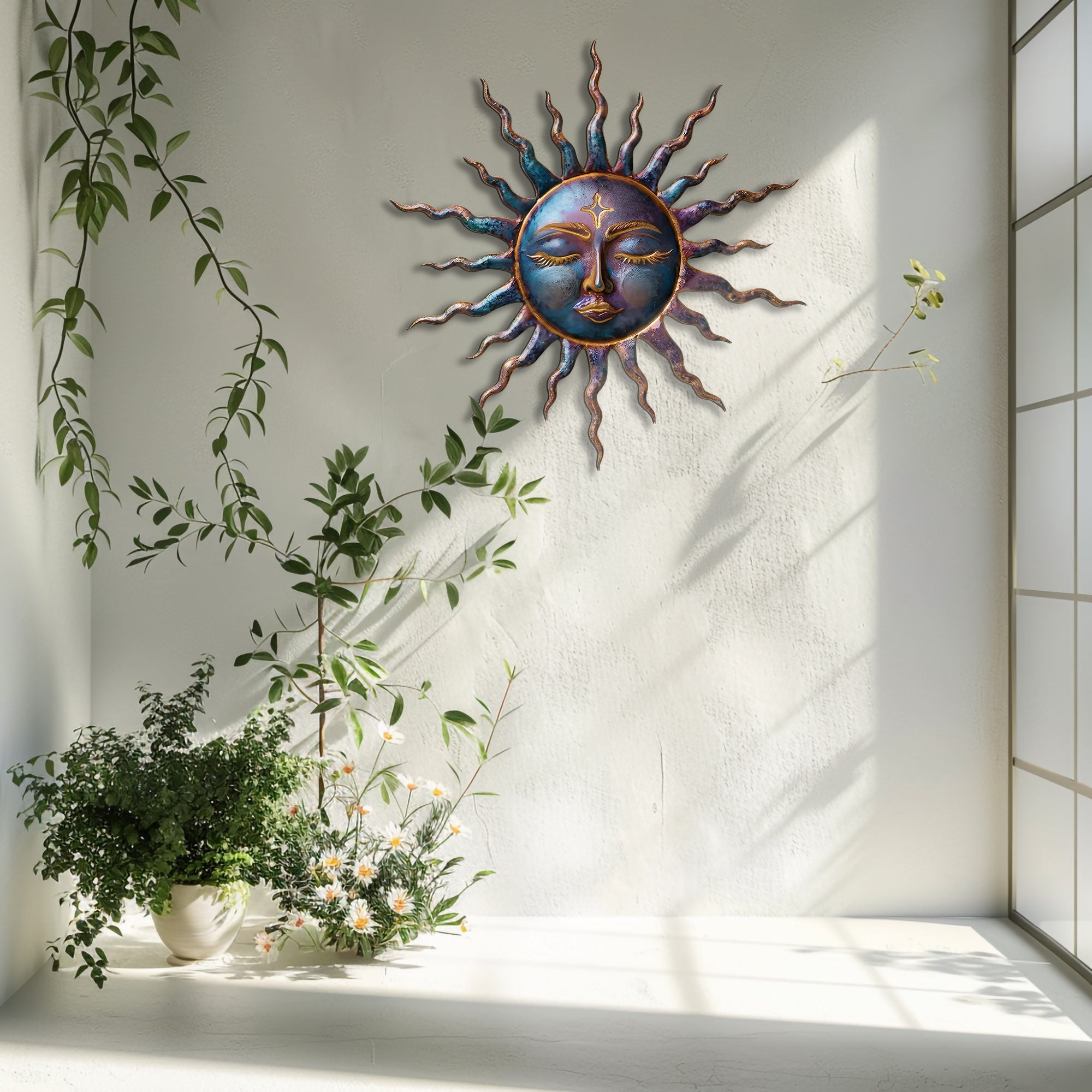 Sunrise Aurora Sunburst Metal Wall Art – UV Printed Decor Coastal Indoor Outdoor