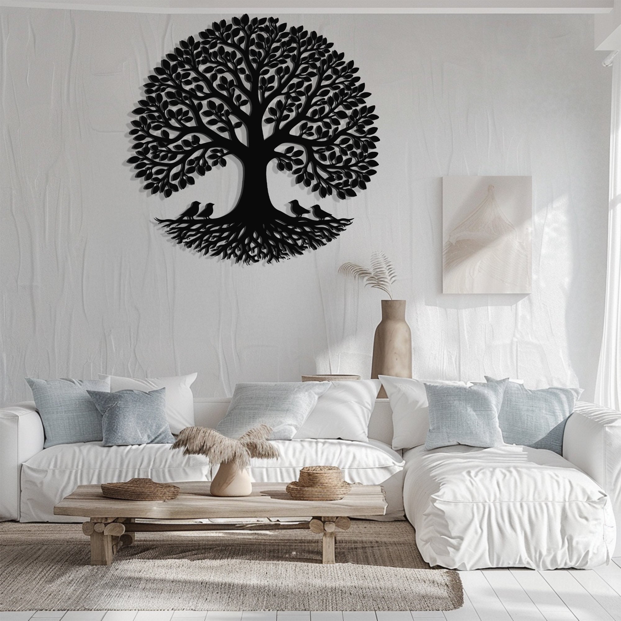 Bird Tree of Life Metal Wall Art – UV Printed Aluminum Decor Nature Indoor Outdoor