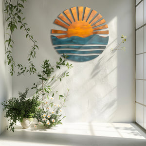 Sunrise Ocean Metal Wall Art – UV Printed Aluminum Coastal Decor Beach Indoor Outdoor
