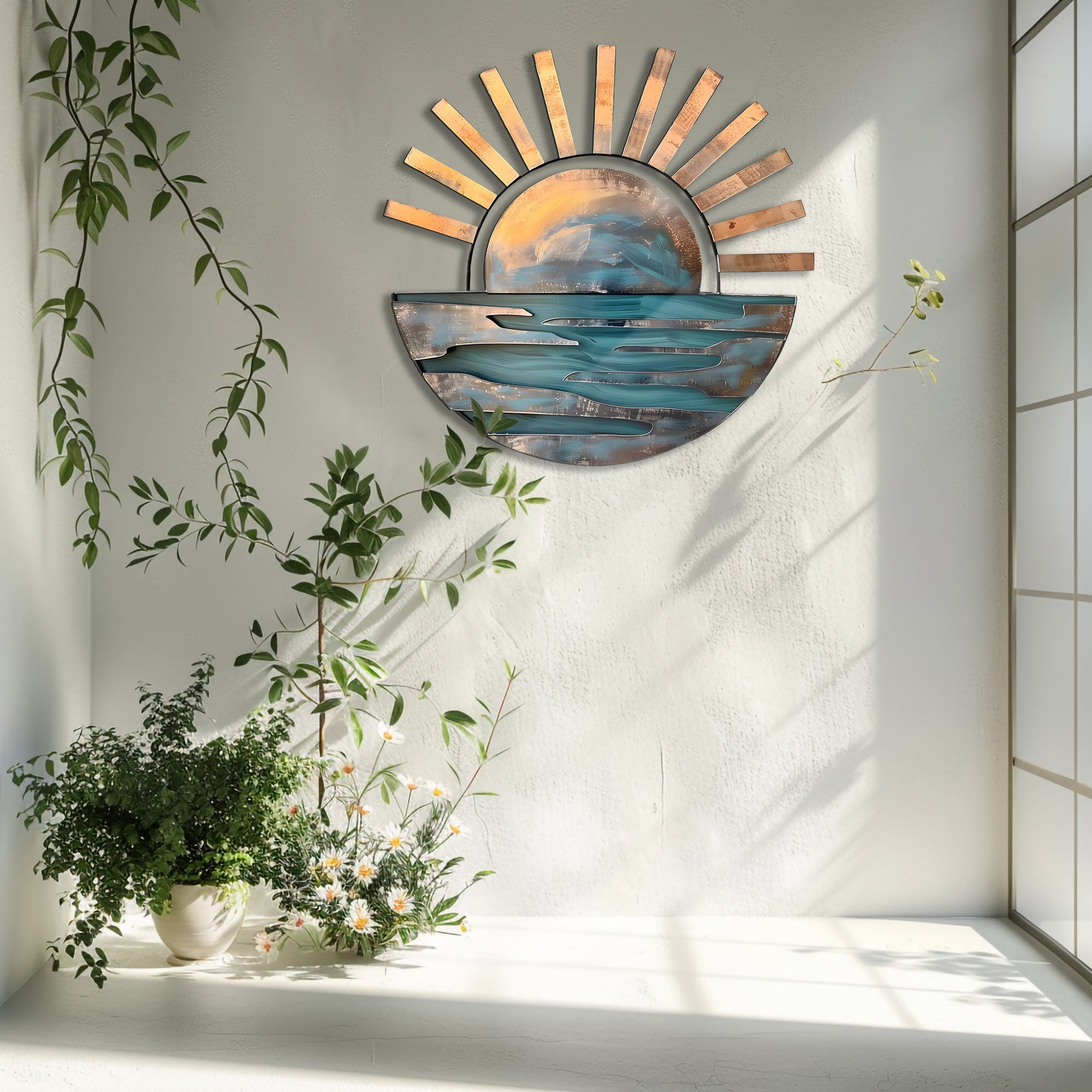 Sunset Ocean Metal Wall Art – UV Printed Aluminum Coastal Decor for Indoor &amp; Outdoor
