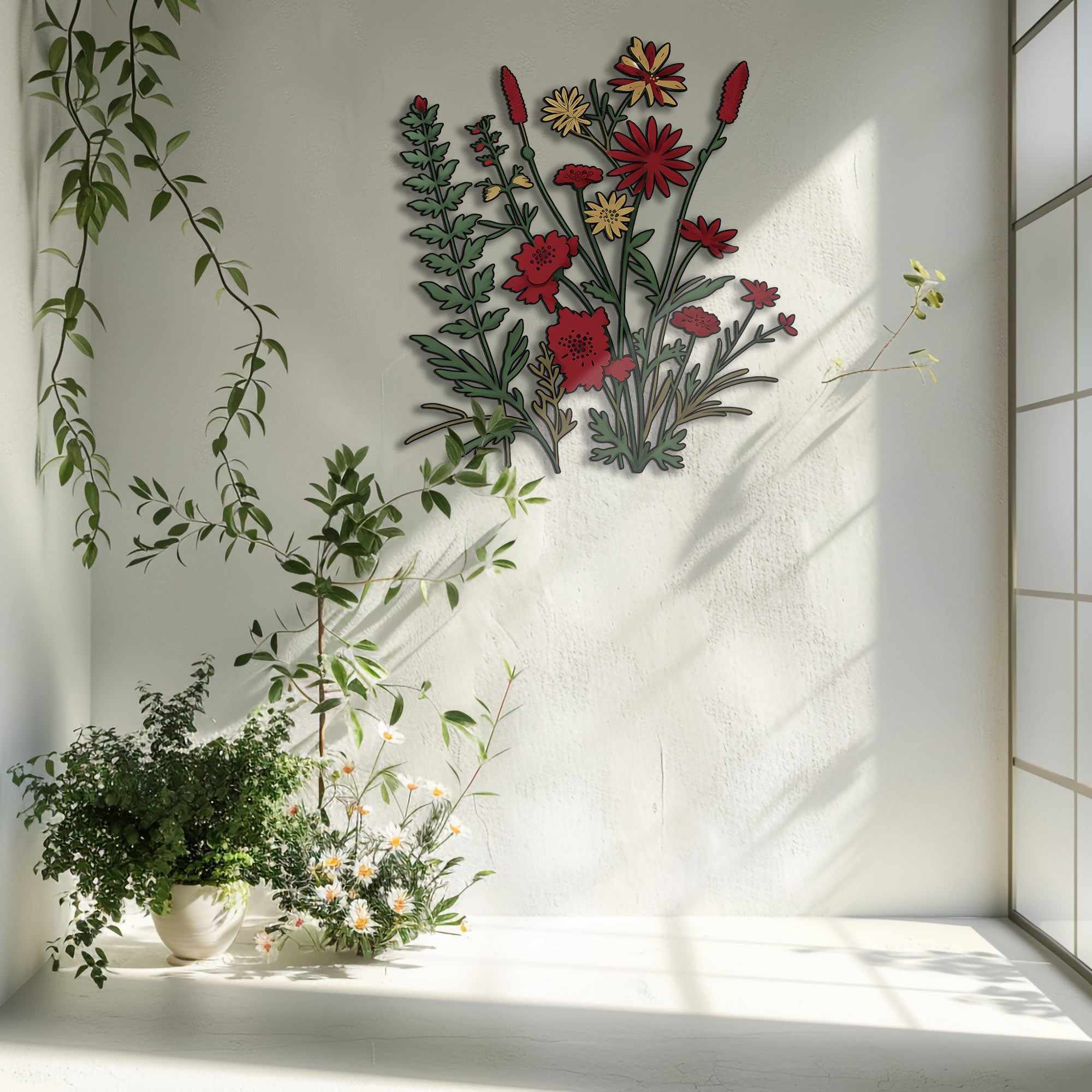 Wildflower Metal Wall Art – UV Printed Aluminum Botanical Floral Decor Indoor Outdoor
