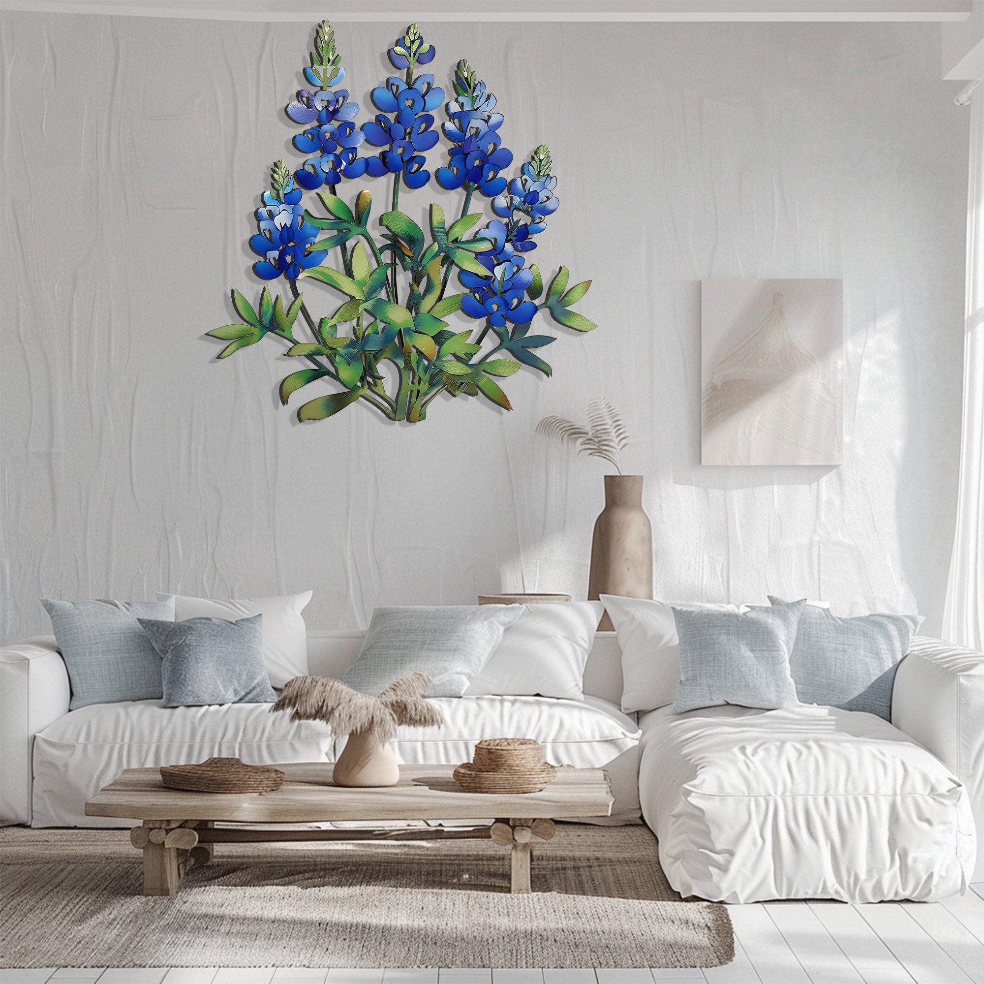 Texas Bluebonnet Metal Wall Art – Wildflower Decor Rustic Outdoor Indoor Garden