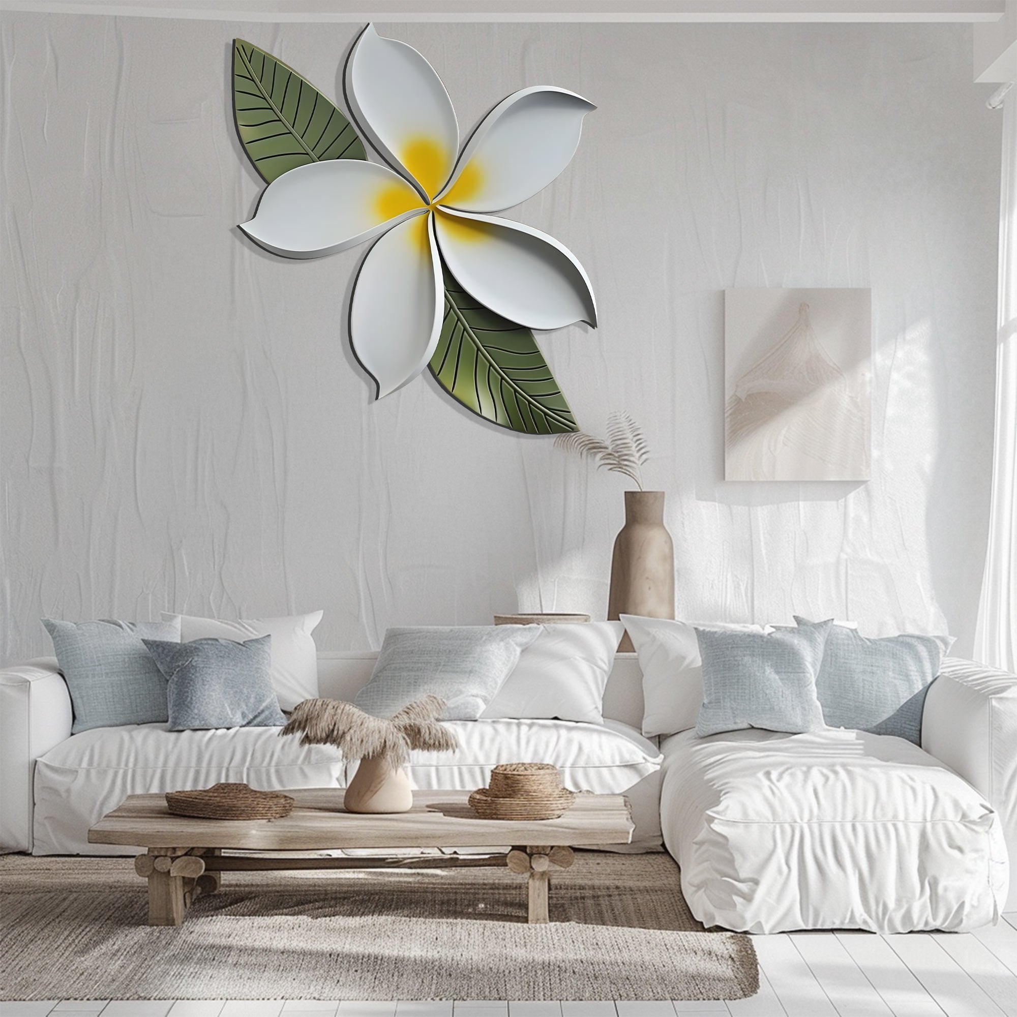Plumeria Flower Wall Art – Tropical Minimal Metal Decor