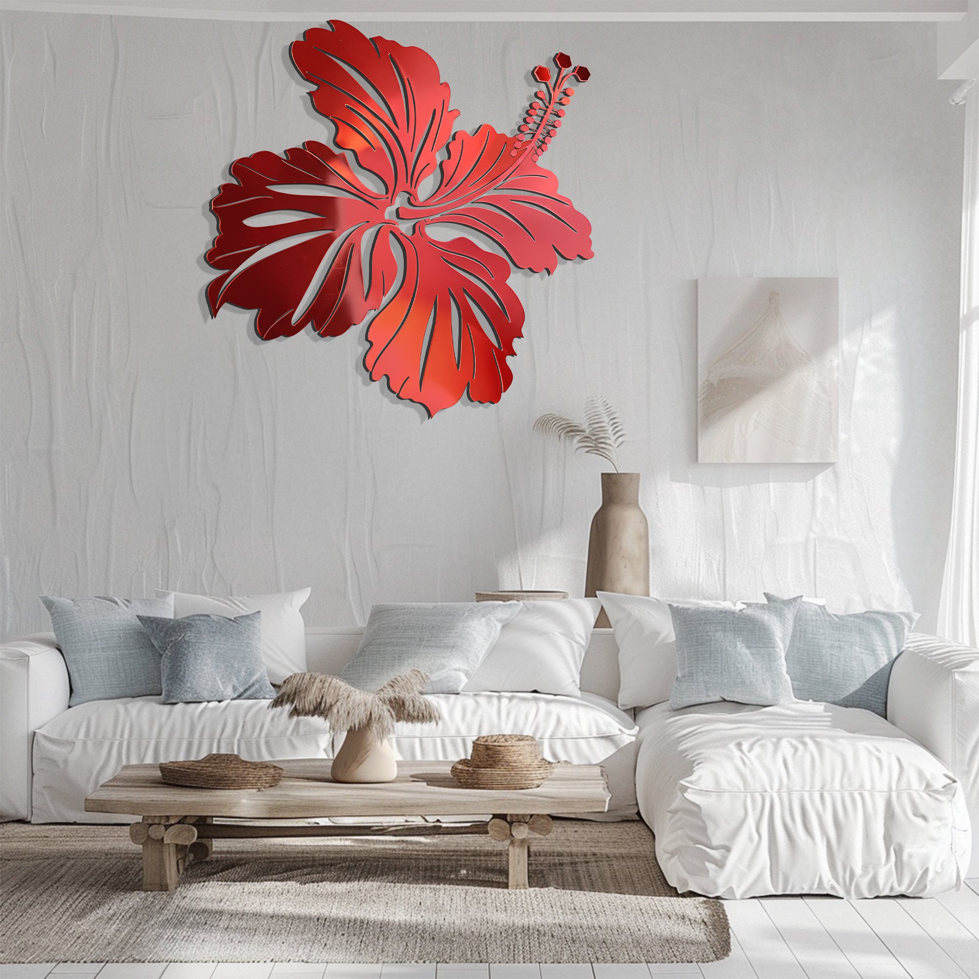 Hibiscus Flower Wall Art – Tropical Coastal Metal Decor