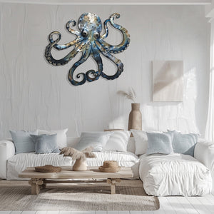 Octopus Kraken Metal Wall Art – UV Printed Nautical Decor Ocean Indoor Outdoor
