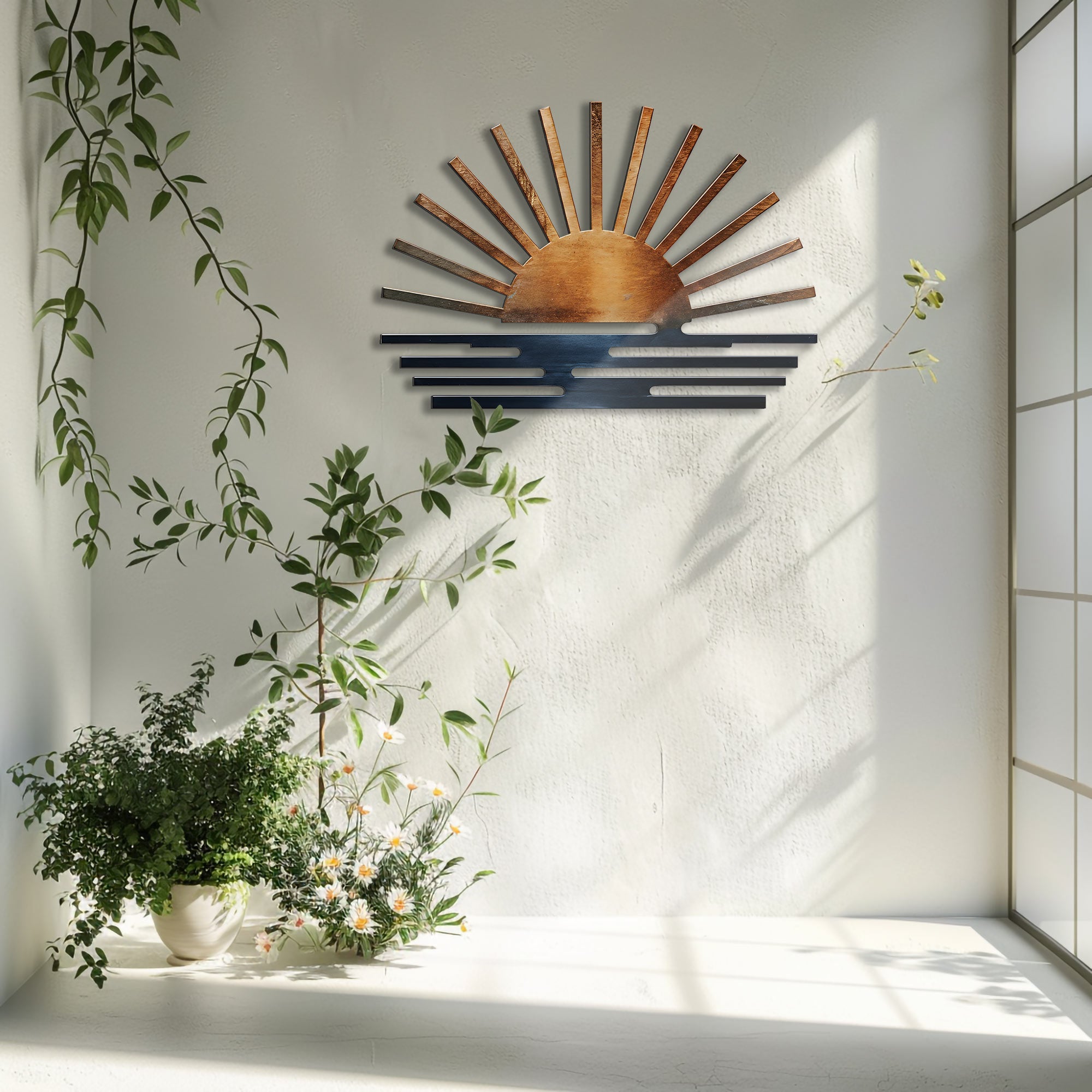 Sunburst Sunrise Sunset Metal Wall – UV Printed Decor Custom Coastal Indoor Outdoor