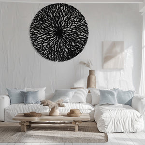 Abstract Tree Of Life Metal Wall Art Modern Circular Wall Decor Black Nature Wall Hanging Boho Artwork