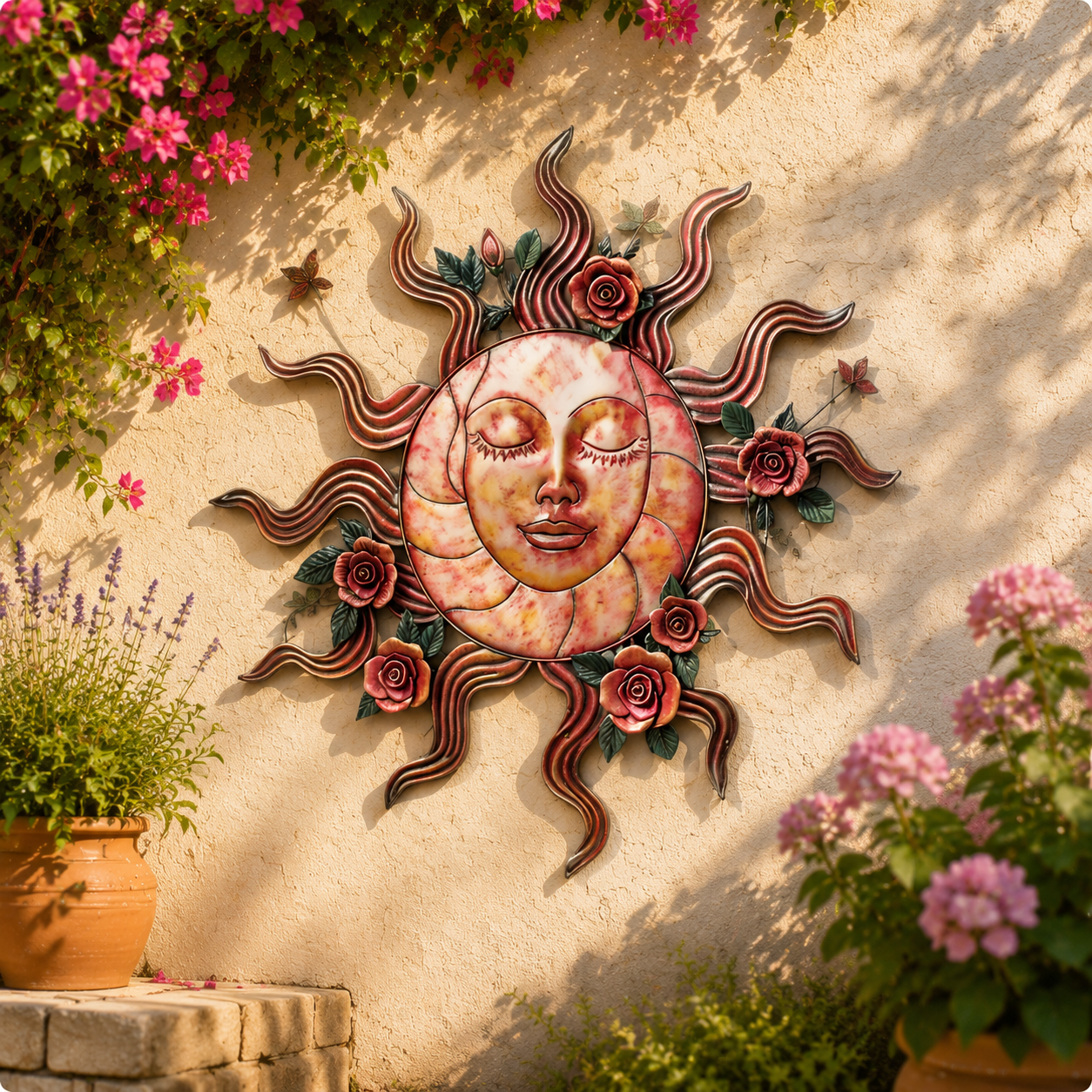 June Rose Sun Goddess Metal Wall Art, Birth Flower Decor