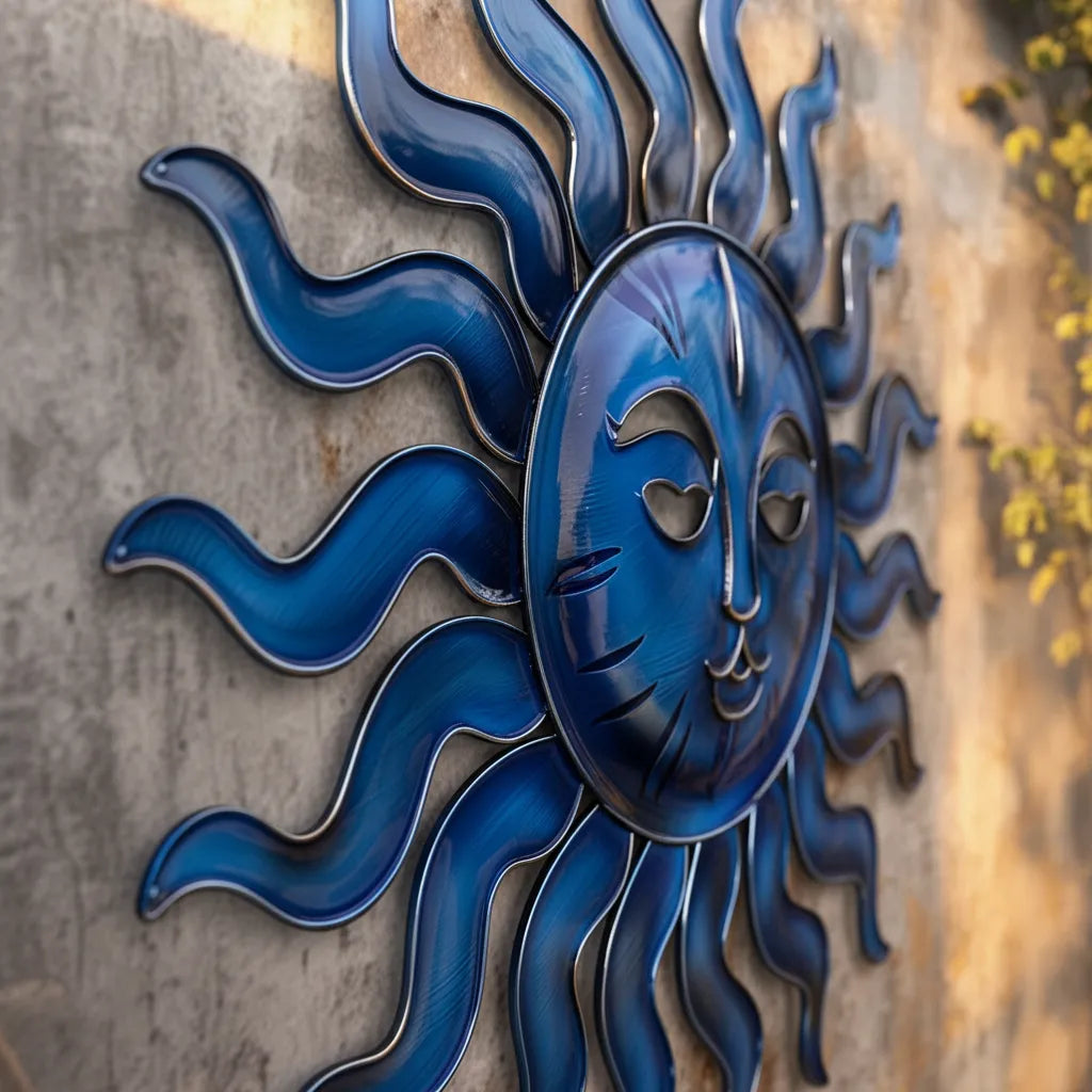 Blue Sun Metal Wall Art – UV Printed Aluminum Decor Custom Coastal Indoor Outdoor
